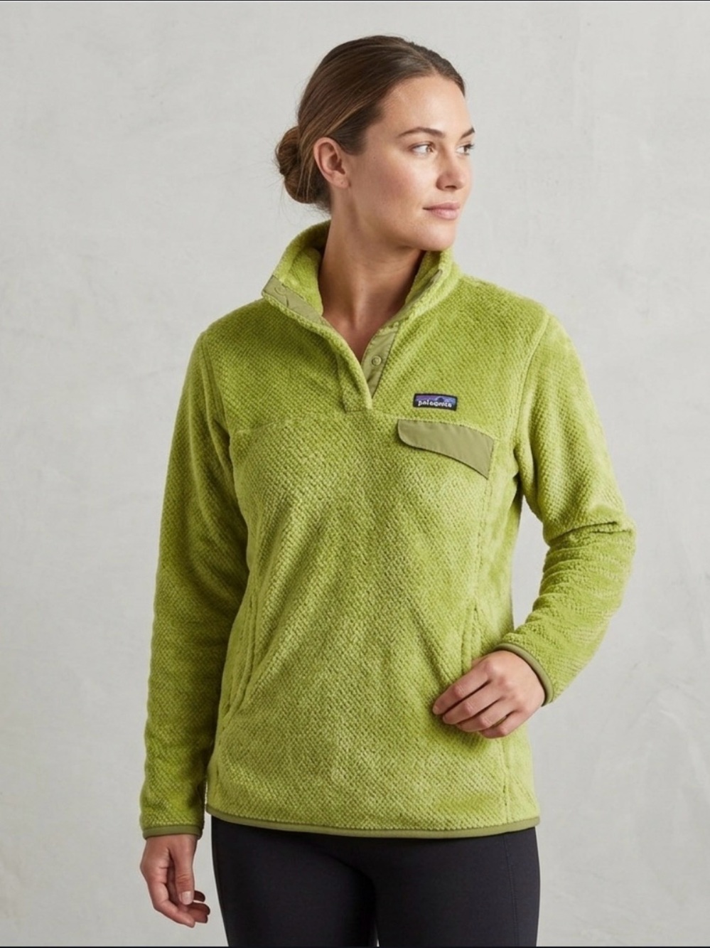 Patagonia Women's Re-Tool Half-Snap Green Fleece Pullover - Picture 1 of 5
